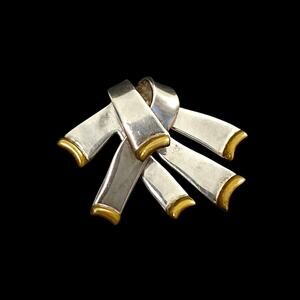 Vintage Sterling Silver Brooch Pin 925 Modernist Ribbon 20g Taxco Mexico